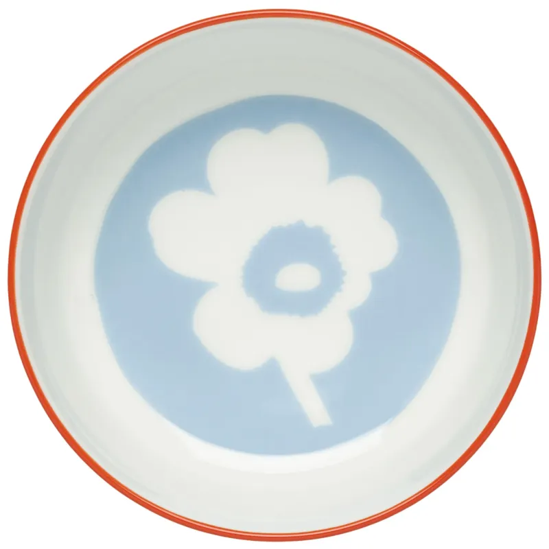 Unikko skål 4 dl, vit/ljusblå/orangeröd Nyhet