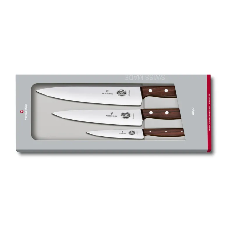 Endast denna vecka Wood Knivset 3 delar Rostfritt stål-lönn