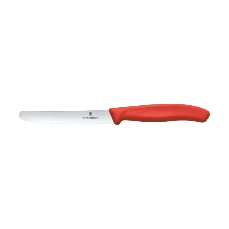 Billigare Swiss Classic korv-/tomatkniv tandad 11 cm Röd