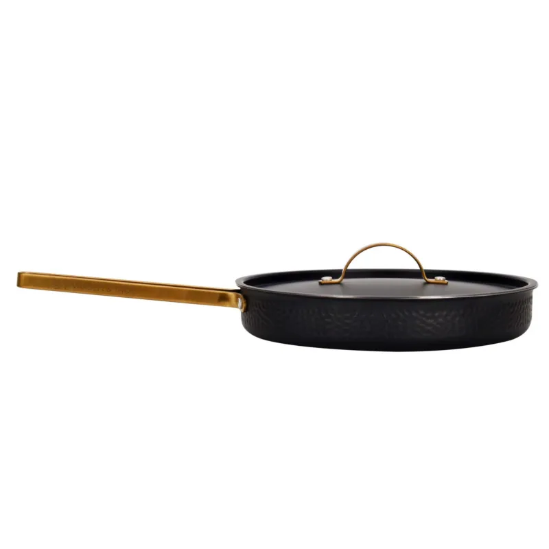 Arvet hamrad svart traktörpanna med lock Modell X2, Ø28 cm Kampanj